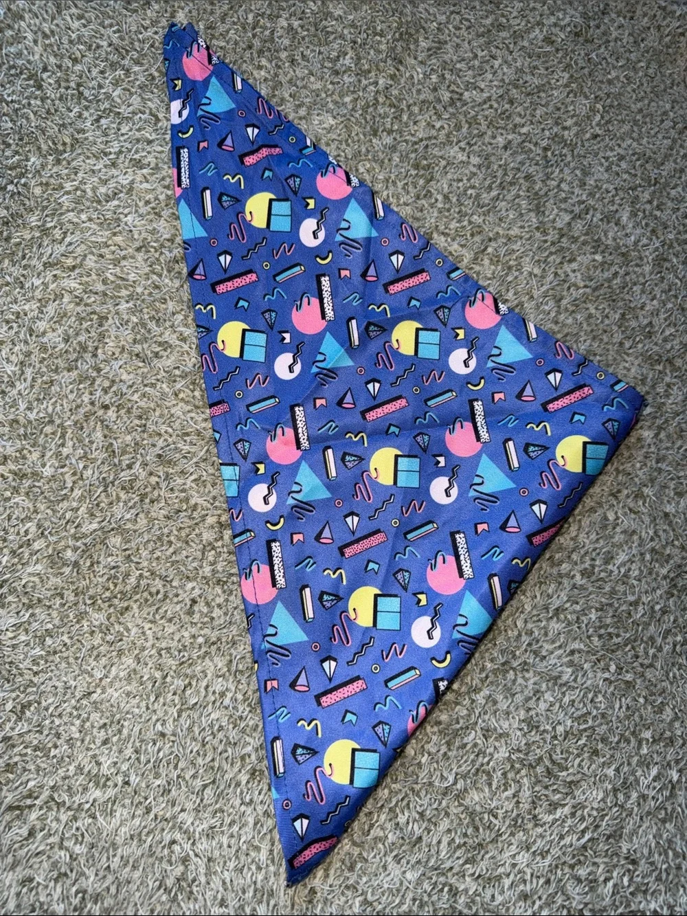 Retro Geo Print Triangle Bandana - Purple with Bright Accents for pets